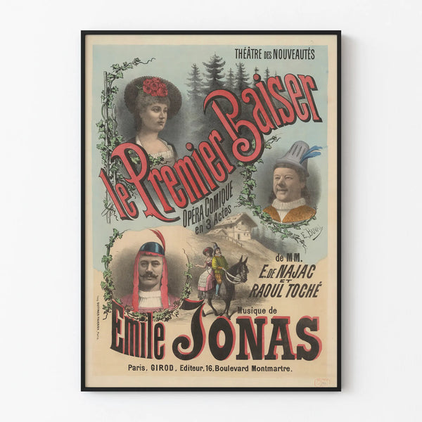 Poster Théâtre des Nouveautés - Le Premier Baiser opéra comique