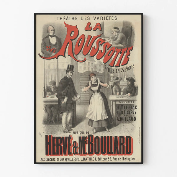 Vintage theater poster La Roussotte - Artistic wall decoration