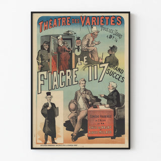 Vintage Poster of the Théâtre des Variétés - The Fiacre 117, three-act comedy-vaudeville