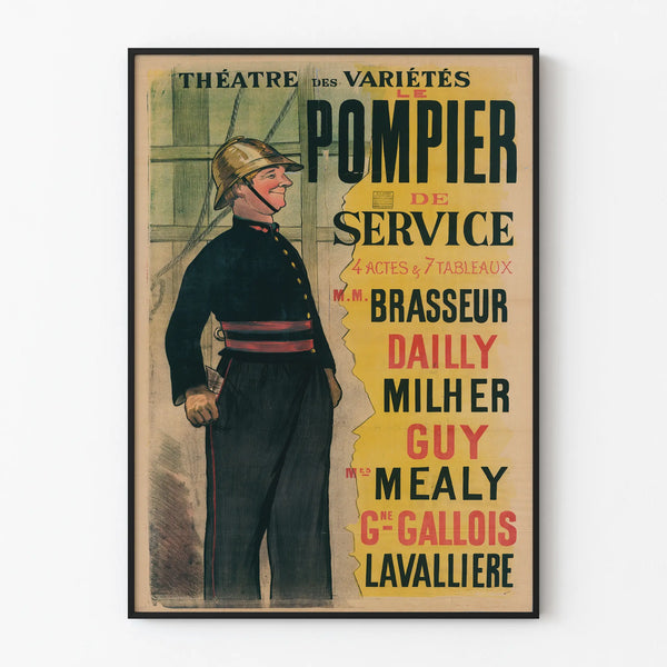 Vintage Wall Decoration Poster for Théâtre des Variétés Le Pompier de Service