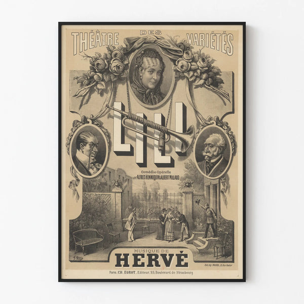 Vintage poster of the comedy operetta Lili at the Théâtre des Variétés