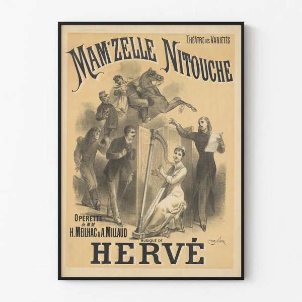Vintage poster for Mam'zelle Nitouche operetta at the Théâtre des Variétés