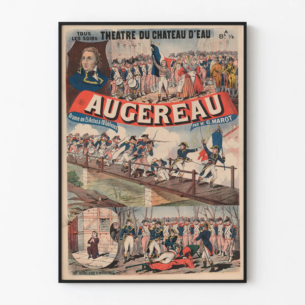 Vintage poster of the Château d'Eau theater - Augereau drama in 5 acts