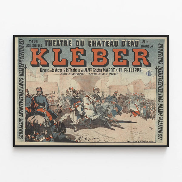 Kléber Theatre Poster - Vintage Historical Wall Decoration — framed artwork on a wall
