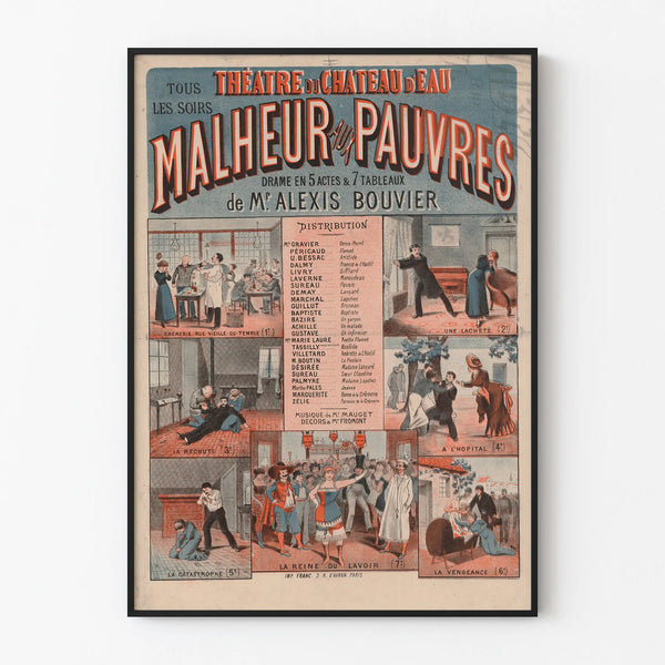 Poster Theatre Misfortune for the Poor - Vintage Wall Decoration