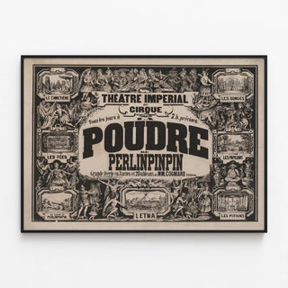 Imperial Circus Theatre Poster - The Poudre de Perlinpinpin — framed artwork on a wall