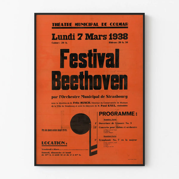 Vintage poster for the Beethoven Festival at the Municipal Theater of Colmar 1938