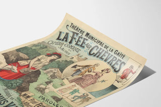 Vintage poster of the theater The Fairy with the Goats comic opera