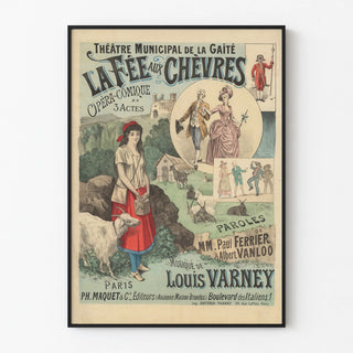 Vintage poster of the theater The Fairy with the Goats comic opera