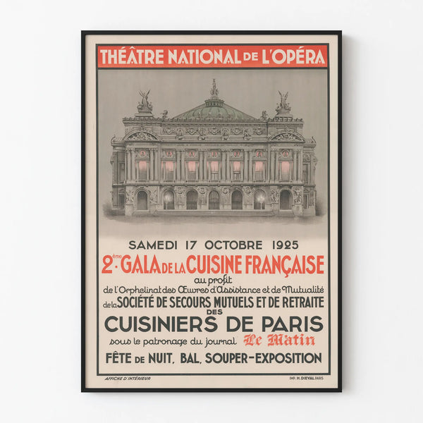 Vintage Poster of the French Cuisine Gala 1925, Paris Opera