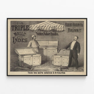 Robert-Houdin Theatre Poster The Triple Chest of the Indies — framed artwork on a wall