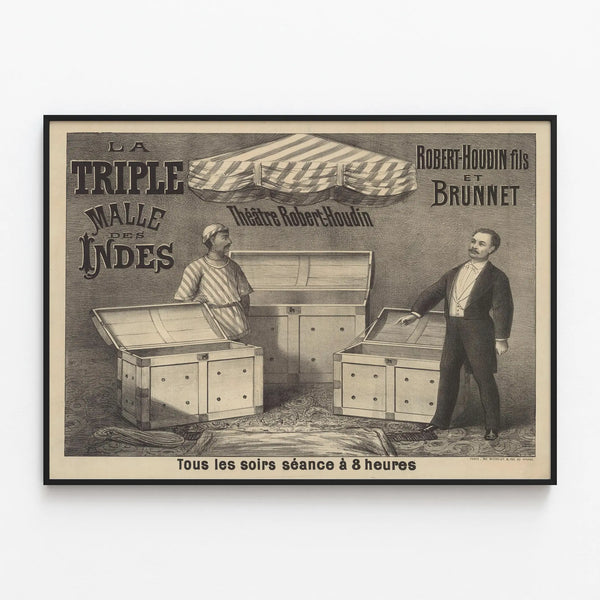 Robert-Houdin Theatre Poster The Triple Chest of the Indies — framed artwork on a wall