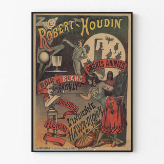 Vintage Poster of the Robert-Houdin Theatre in black and white by Raynaly