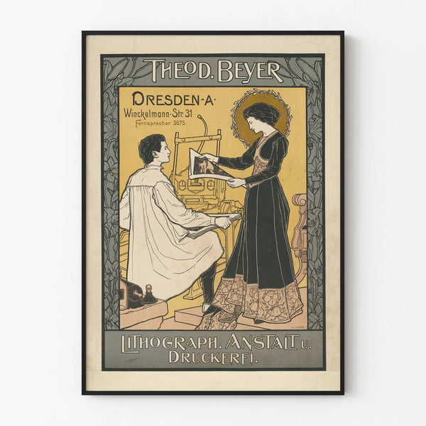 Vintage advertising poster Dresden lithograph - Elegant wall decoration