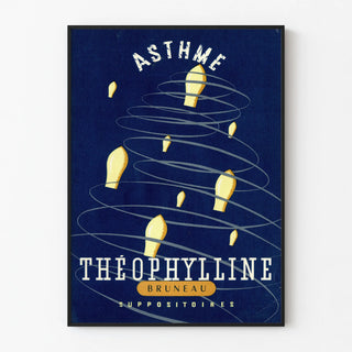 Vintage poster for Théophylline Bruneau for asthma treatment