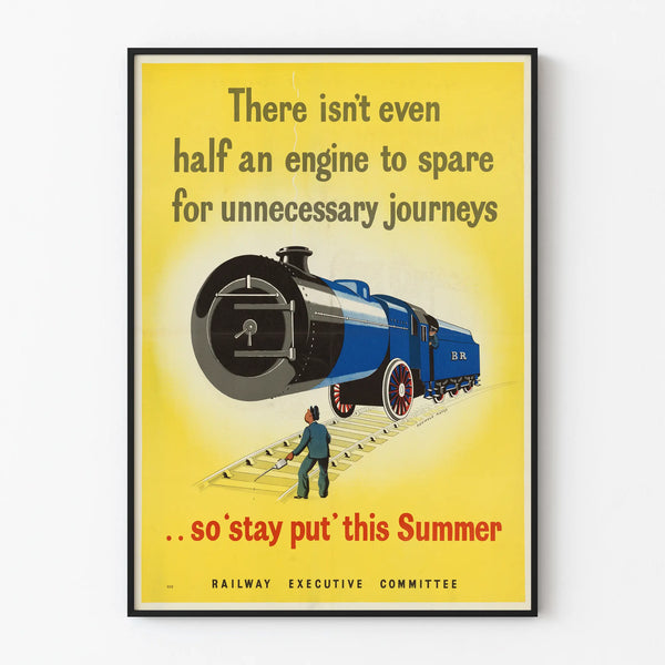 Vintage blue locomotive poster railway wall decoration
