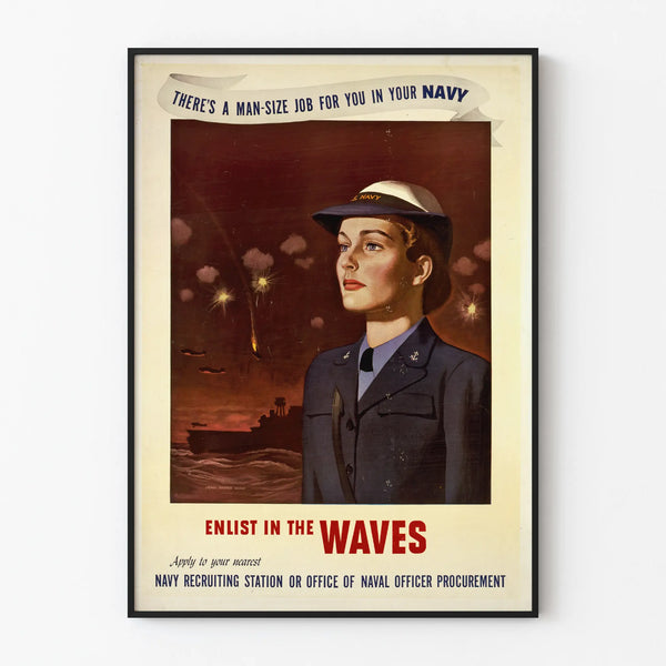 Vintage Marine Poster - Enlist in the Waves