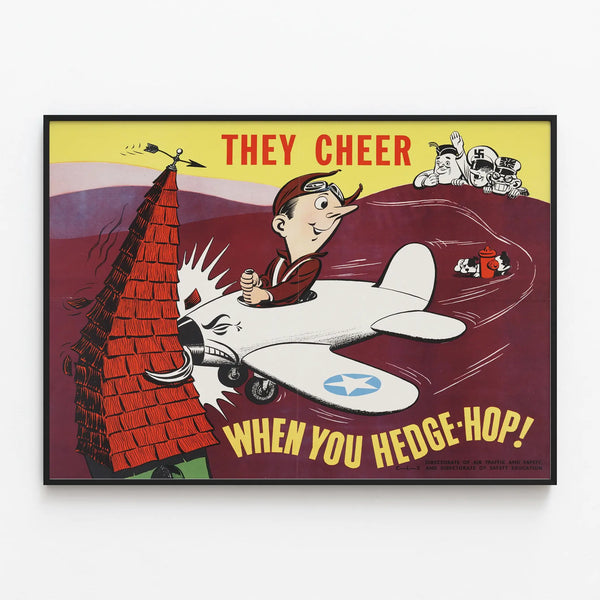 Humorous vintage military aviation wall decoration poster — framed artwork on a wall