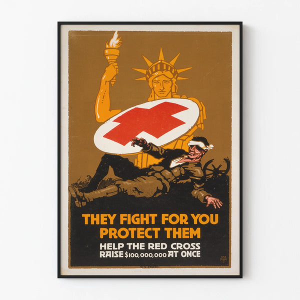 Vintage Red Cross Poster - Soldiers' Protection