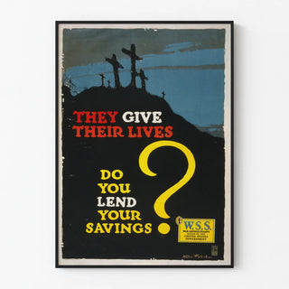 Vintage poster raising awareness W.S.S. for war savings