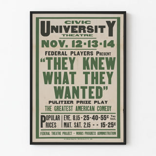 Vintage Theater Poster They Knew What They Wanted