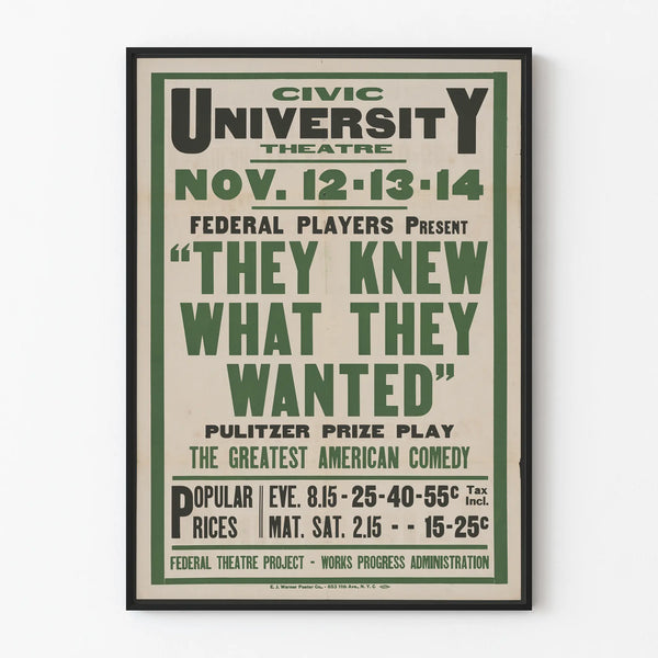 Vintage Theater Poster They Knew What They Wanted