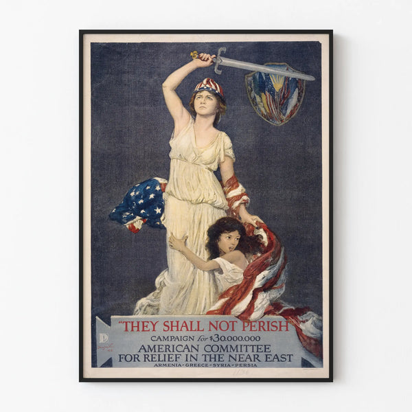 Vintage American campaign poster for aid to the Near East 1918