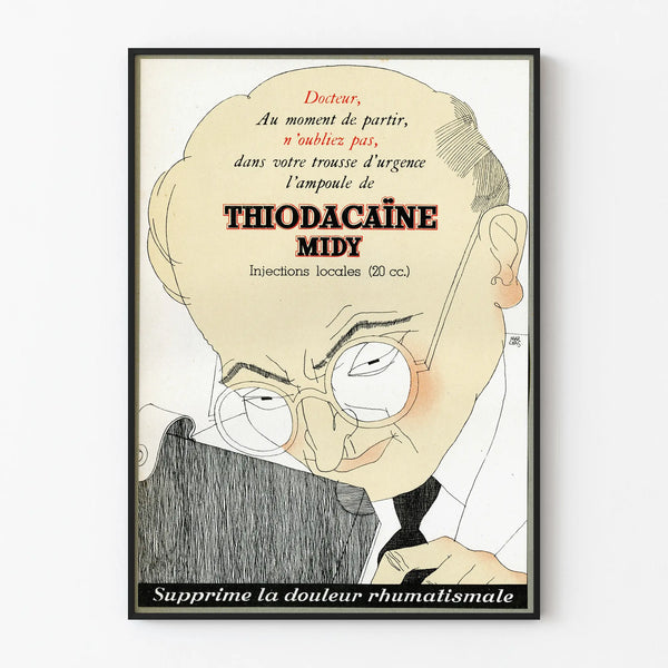 Vintage Thiodacaïne Midy Advertising Poster - Medical Wall Decoration