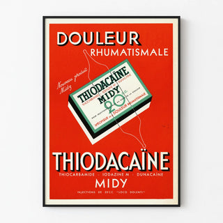 Vintage Advertising Poster Thiodacaïne Midy for Rheumatic Pain