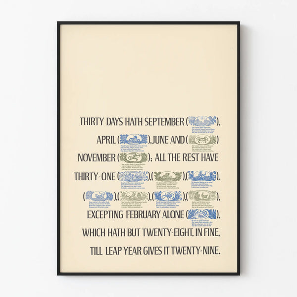 Poetic Poster of the Months and Their Durations