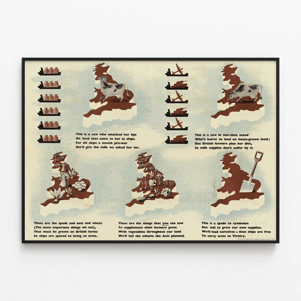 British vintage agricultural educational poster — framed artwork on a wall