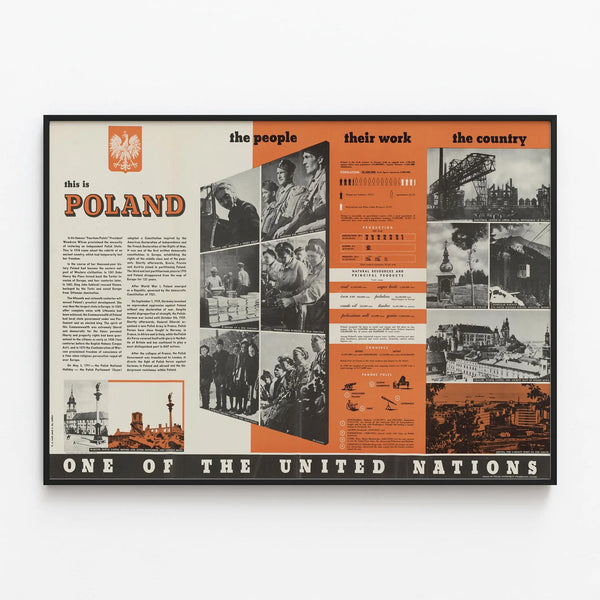 Vintage Poster Wall Decoration - This is Poland, One of the United Nations — framed artwork on a wall