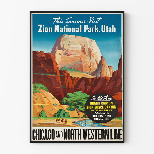 Vintage poster of Zion National Park Utah - Nature wall decoration