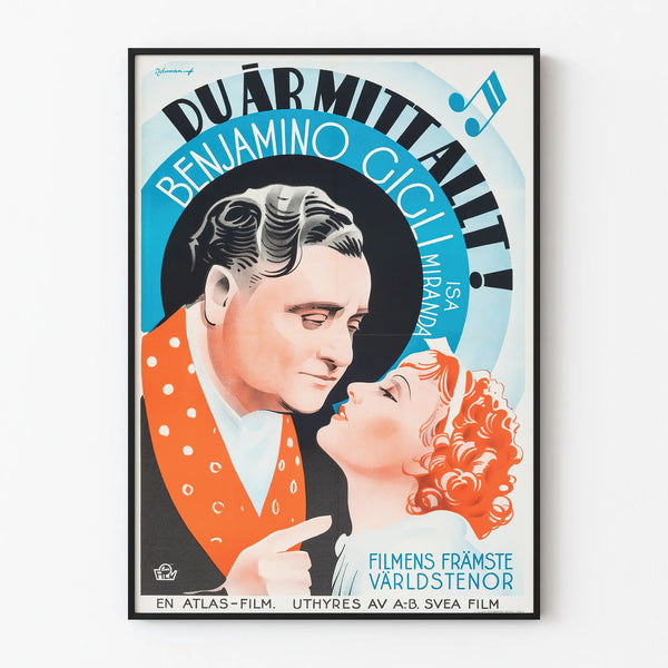 Vintage romantic poster of Benjamino Gigli and Isa Miranda