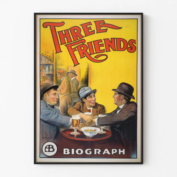 Vintage poster Three Friends - Retro decorative painting of conviviality