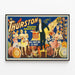 Vintage Poster of Magician Thurston with Hats and Dancers — framed artwork on a wall