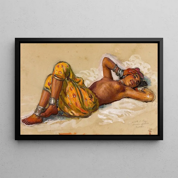 Bather with Jewelry - Étienne Dinet — framed artwork on a wall