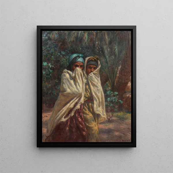 Young Girls Returning from the Moonlight Festival - Étienne Dinet — framed artwork on a wall