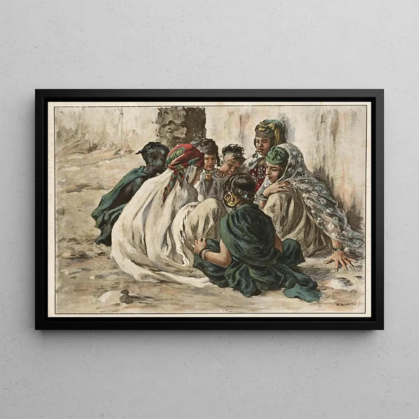 Games of Little Girls in Laghouat - Étienne Dinet — framed artwork on a wall