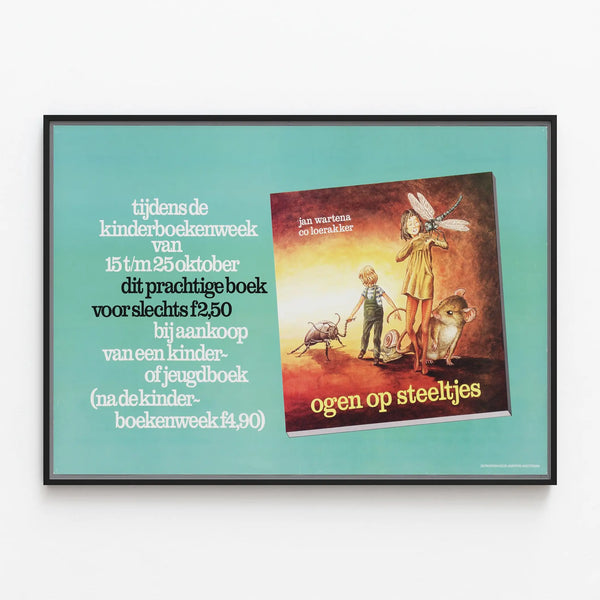 Vintage promotional poster for Kinderboekenweek October 15-25 — framed artwork on a wall