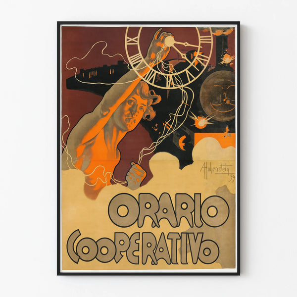 Vintage Poster Orario Cooperative - Industrial Wall Decoration