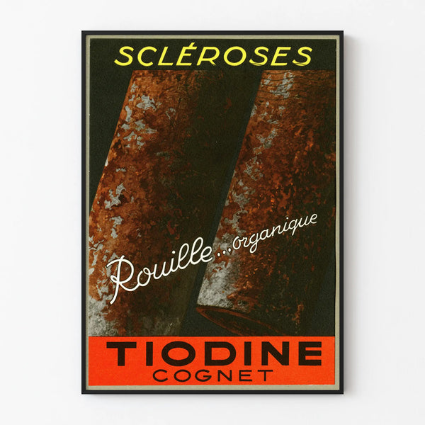 Vintage poster Tiodine Cognet organic rust wall decoration