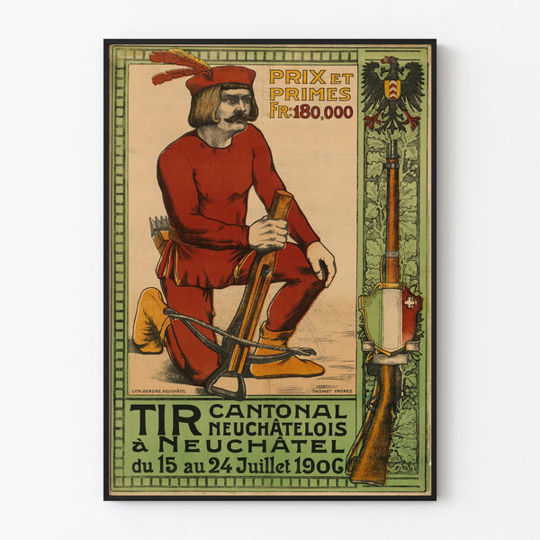 Artistic poster Cantonese shot Neuchâtel 1906 vintage wall decoration