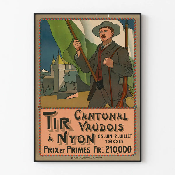 Vintage poster of the Vaud Cantonal Shooting Competition in Nyon 1906