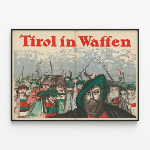 Vintage Tirol in Waffen Poster for Wall Decoration — framed artwork on a wall