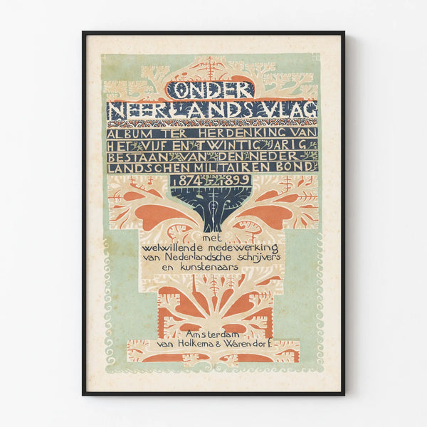 Dutch vintage poster 1899 decorative with Art Nouveau motifs