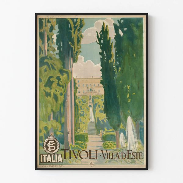 Decorative poster Tivoli Villa d'Este Italy vintage