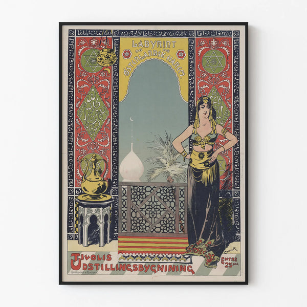 Decorative poster Oriental labyrinth vintage style