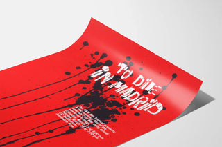 Poster To Die in Madrid in red and black graphic style