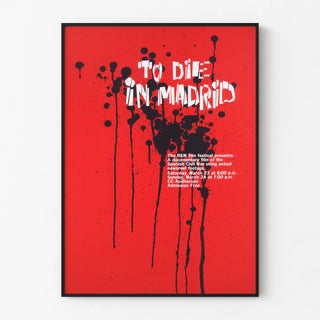 Poster To Die in Madrid in red and black graphic style